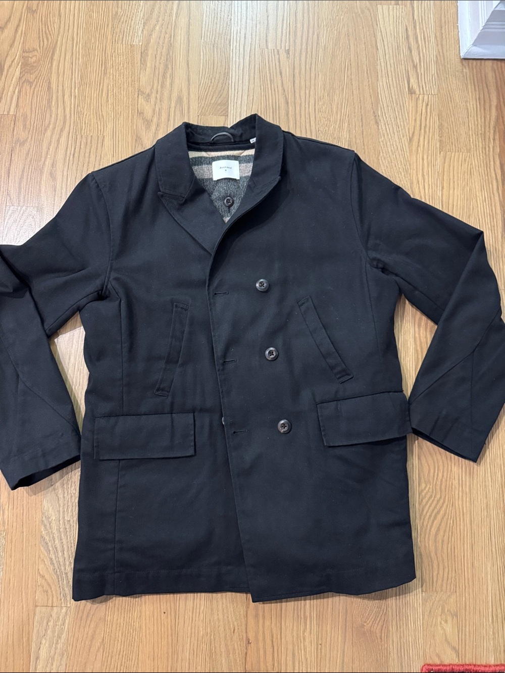 Billy Reid Black Waxed Canvas Bond Peacoat - Picture 3 of 6